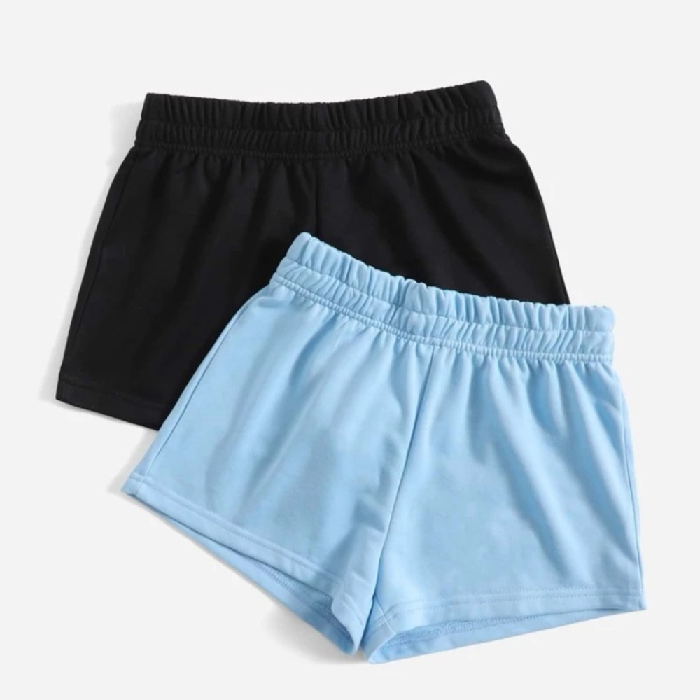 SHEIN EZwear 2 Pack Solid Elastic Waist Track Shorts